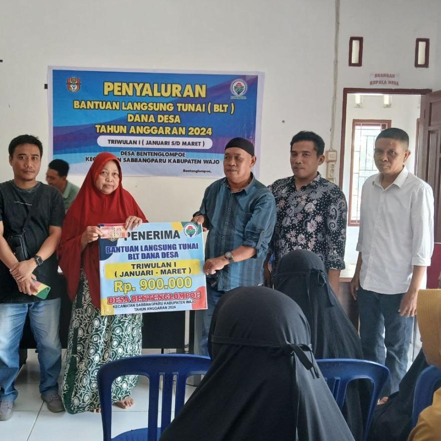 Pemdes Benteng Lompoe Salurkan BLT Dana Desa Triwulan I Tahun 2024